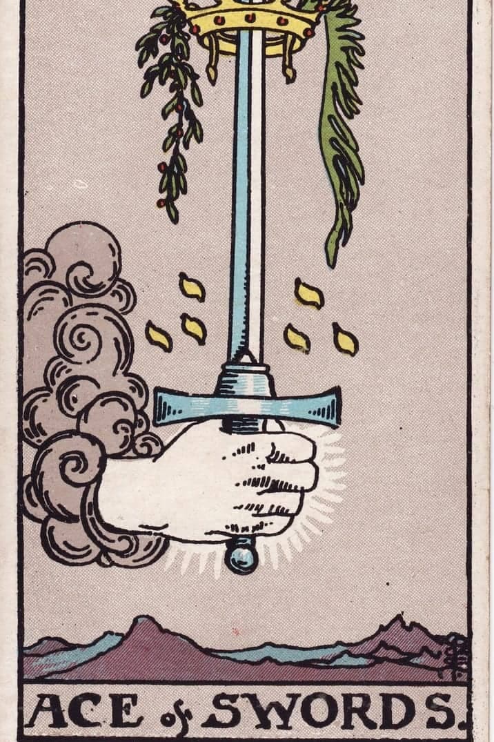 The Ace of Swords card from the Rider-Waite-Smith tarot deck