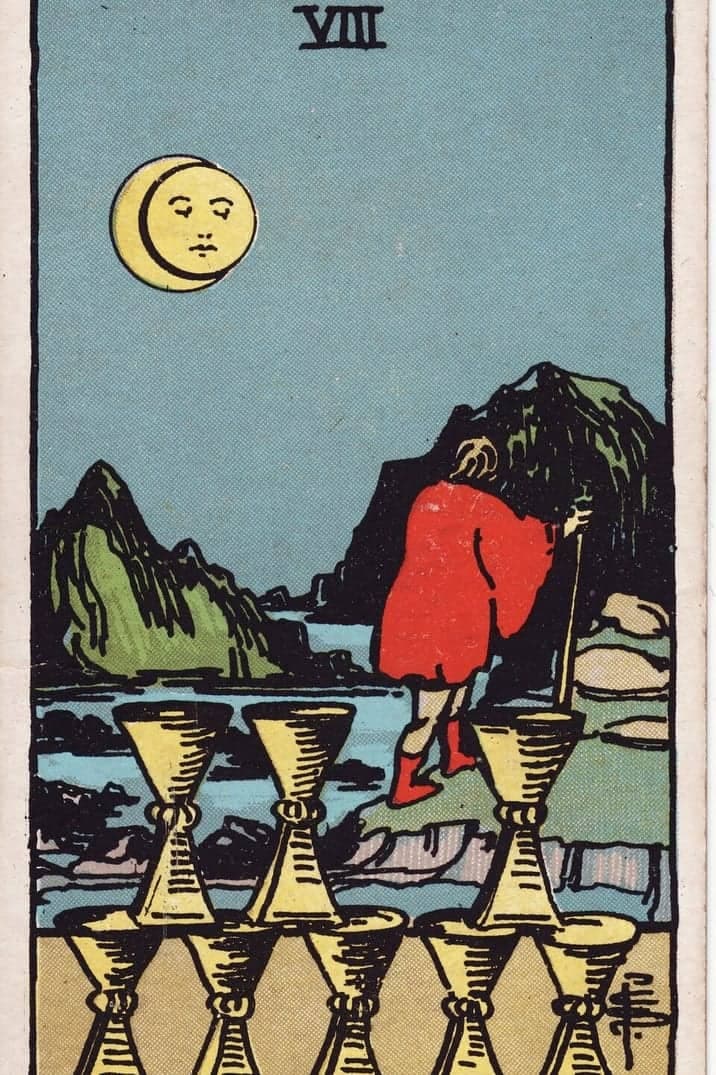 The Eight of Cups card from the Rider-Waite-Smith tarot deck