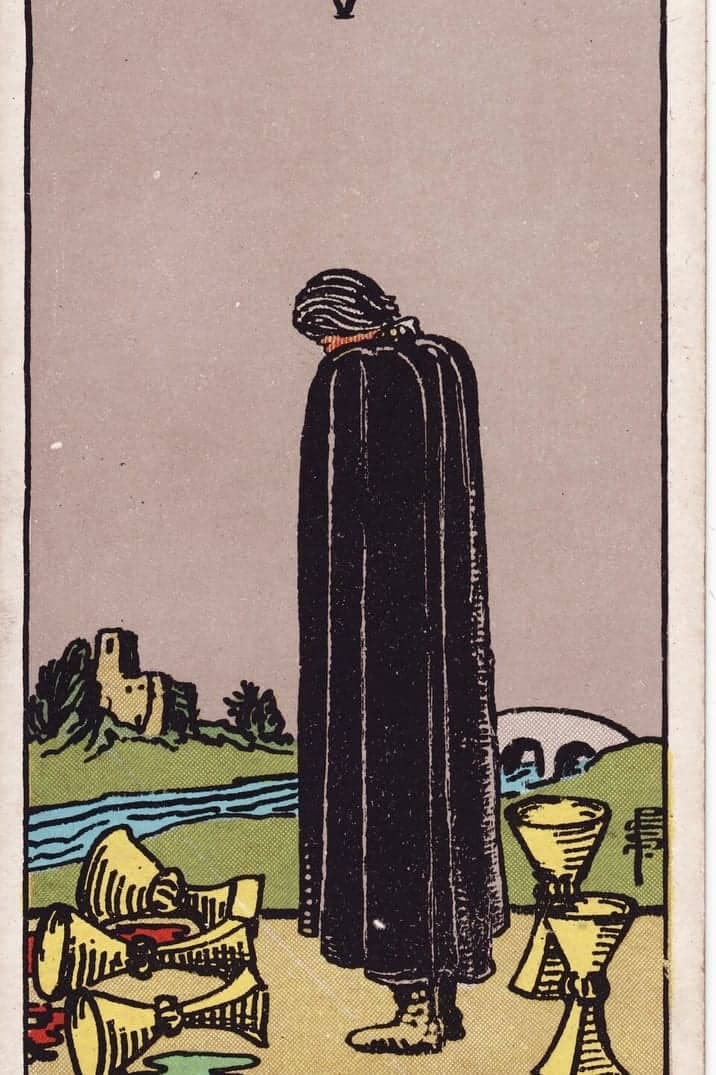 The Five of Cups card from the Rider-Waite-Smith tarot deck