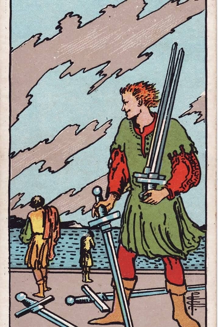 The Five of Swords card from the Rider-Waite-Smith tarot deck