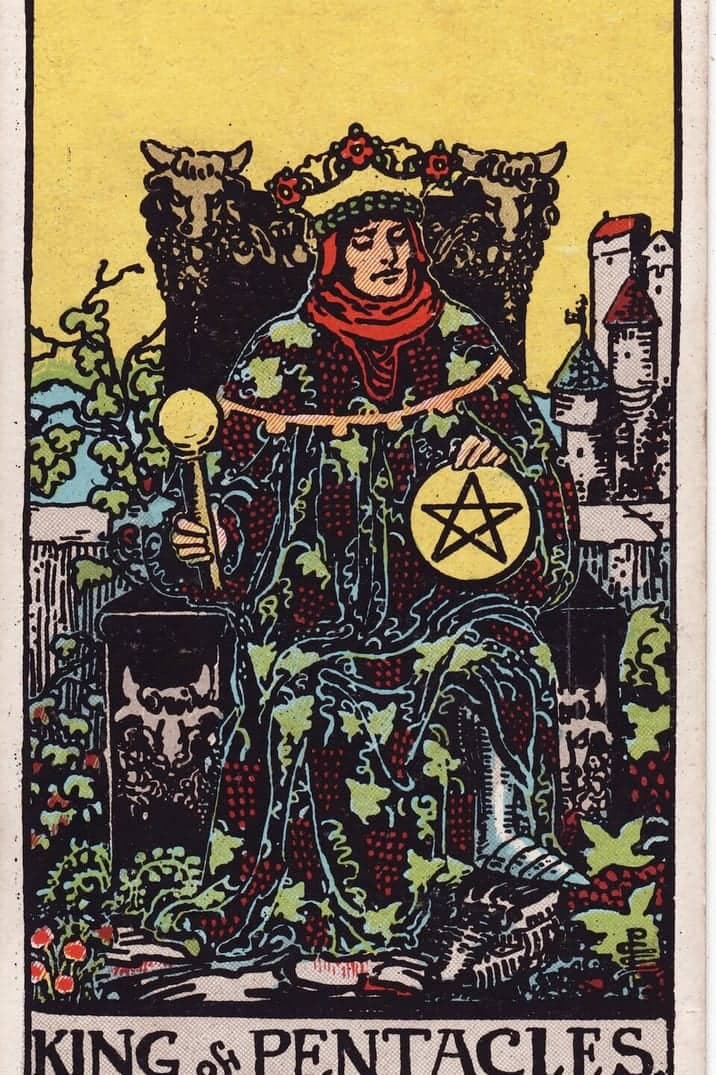 The King of Pentacles card from the Rider-Waite-Smith tarot deck