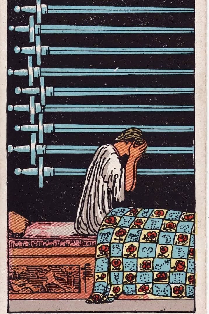 The Nine of Swords card from the Rider-Waite-Smith tarot deck