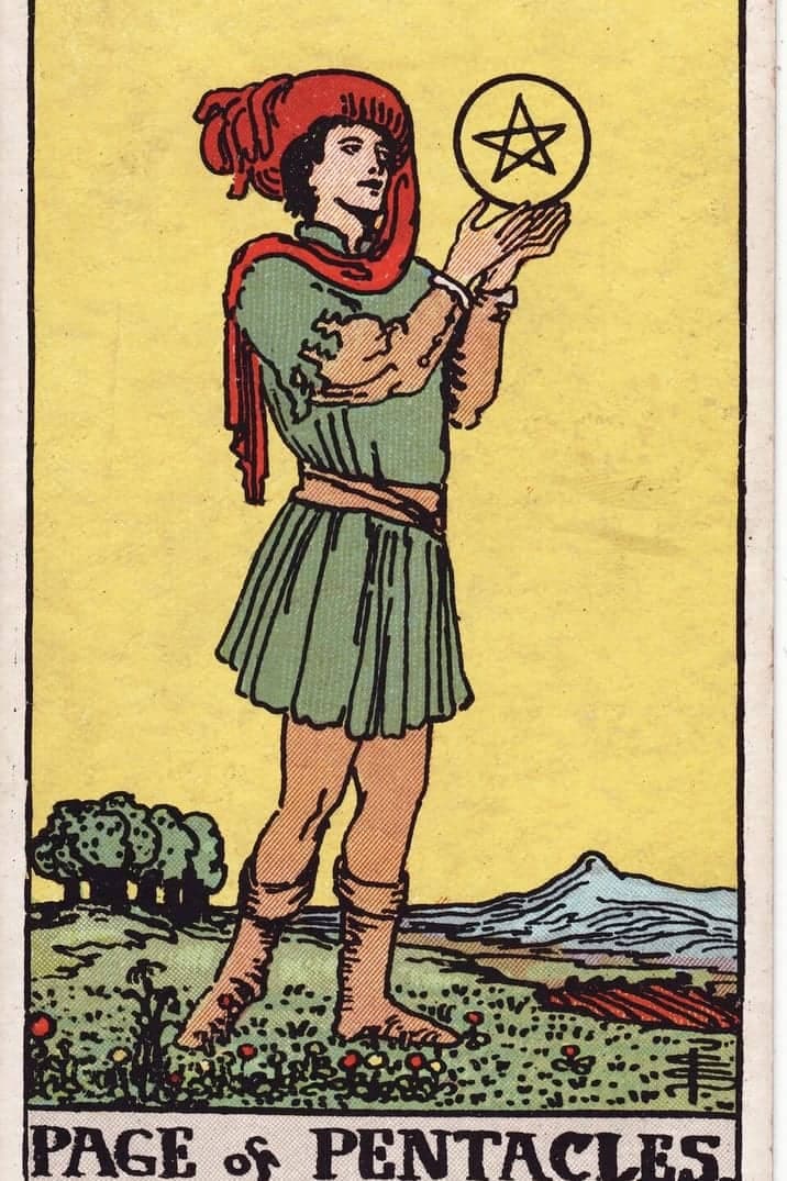 The Page of Pentacles card from the Rider-Waite-Smith tarot deck
