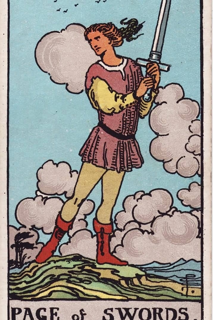The Page of Swords card from the Rider-Waite-Smith tarot deck