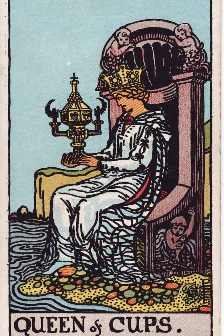 The Queen of Cups card from the Rider-Waite-Smith tarot deck