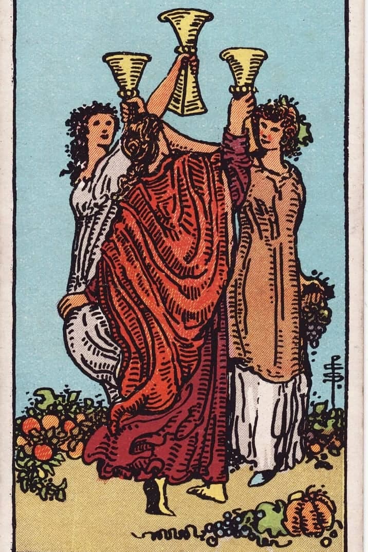 The Three of Cups card from the Rider-Waite-Smith tarot deck