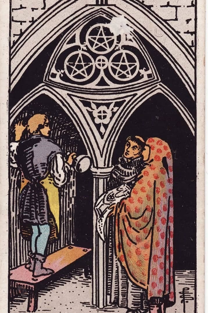 The Three of Pentacles card from the Rider-Waite-Smith tarot deck