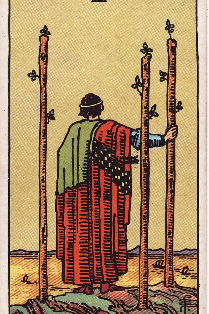 The Three of Wands card from the Rider-Waite-Smith tarot deck
