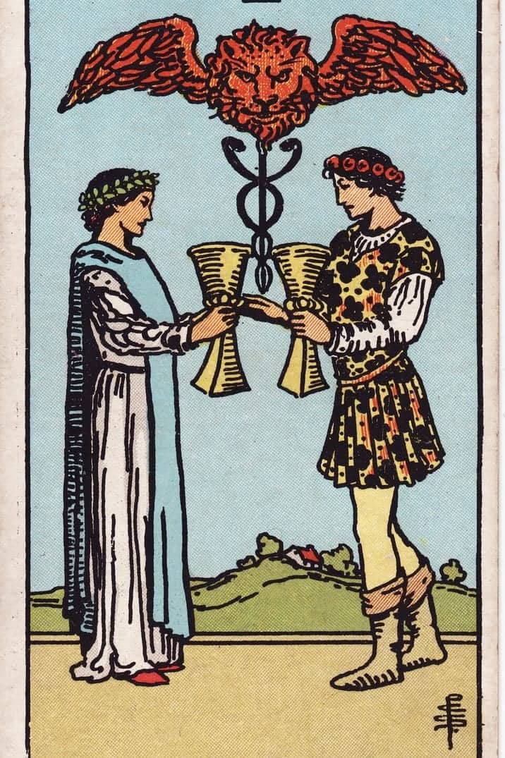 The Two of Cups card from the Rider-Waite-Smith tarot deck